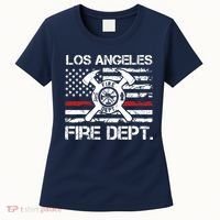 Los Angeles California Fire Department Thin Red Line Fireman Women's T-Shirt thumb 0