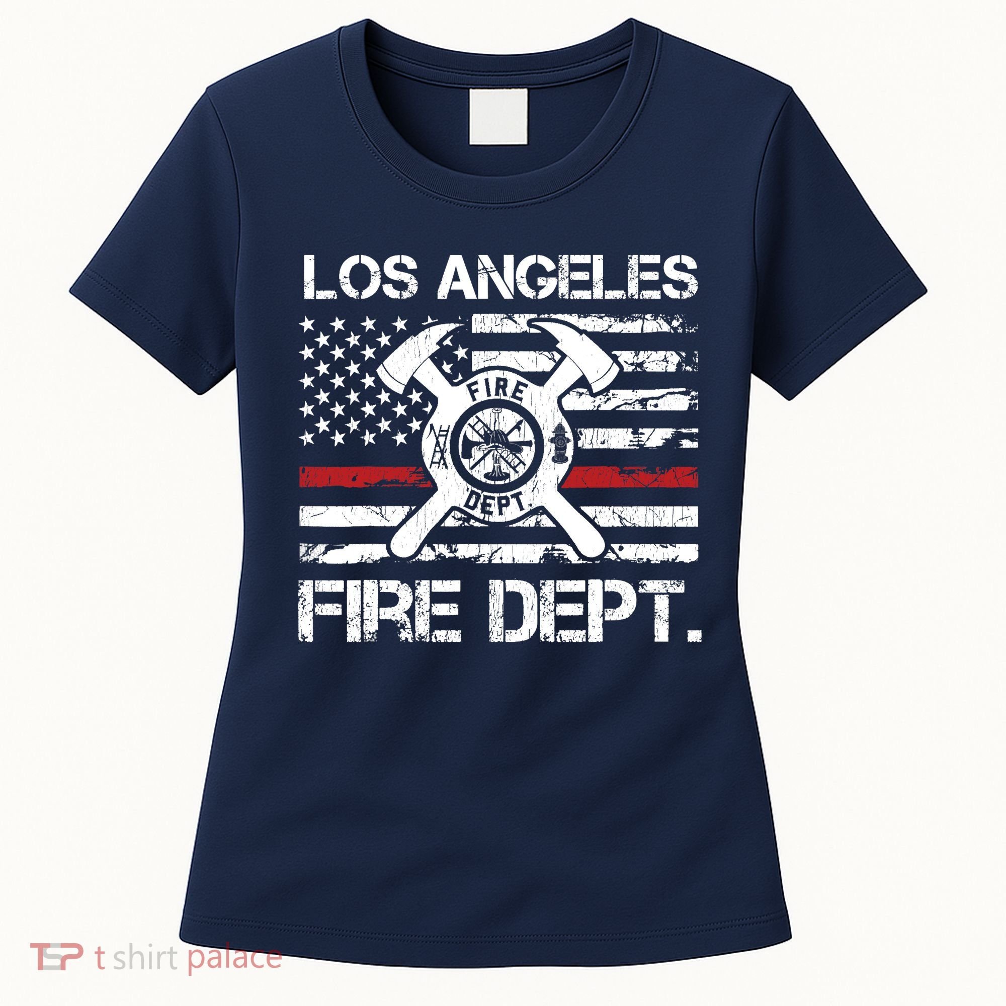 Los Angeles California Fire Department Thin Red Line Fireman Women's T-Shirt