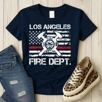 Los Angeles California Fire Department Thin Red Line Fireman Women's T-Shirt thumb 3