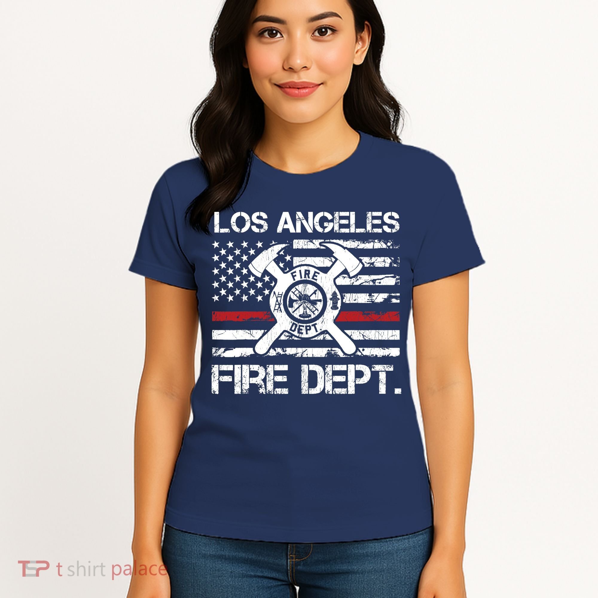 Los Angeles California Fire Department Thin Red Line Fireman Women's T-Shirt