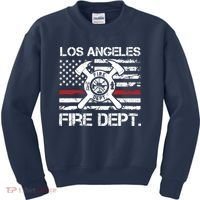 Los Angeles California Fire Department Thin Red Line Fireman Kids Sweatshirt thumb 0