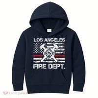 Los Angeles California Fire Department Thin Red Line Fireman Kids Hoodie thumb 0