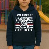 Los Angeles California Fire Department Thin Red Line Fireman Kids Hoodie thumb 3