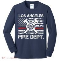 Los Angeles California Fire Department Thin Red Line Fireman Kids Long Sleeve Shirt thumb 0