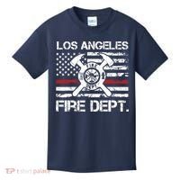 Los Angeles California Fire Department Thin Red Line Fireman Kids T-Shirt thumb 0