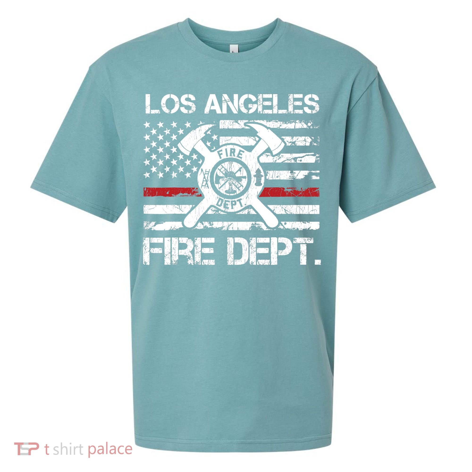 Los Angeles California Fire Department Thin Red Line Fireman Sueded Cloud Jersey T-Shirt