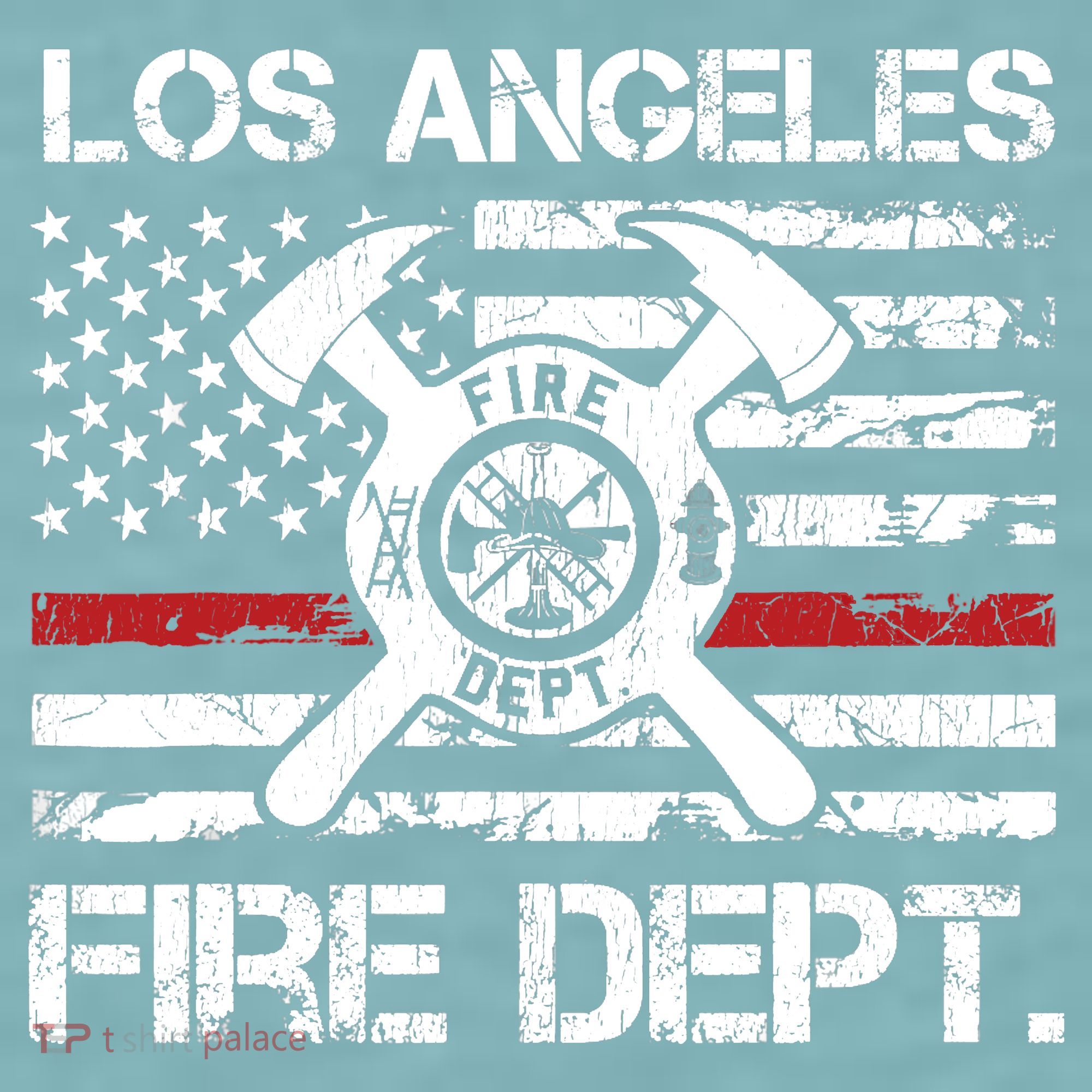 Los Angeles California Fire Department Thin Red Line Fireman Sueded Cloud Jersey T-Shirt