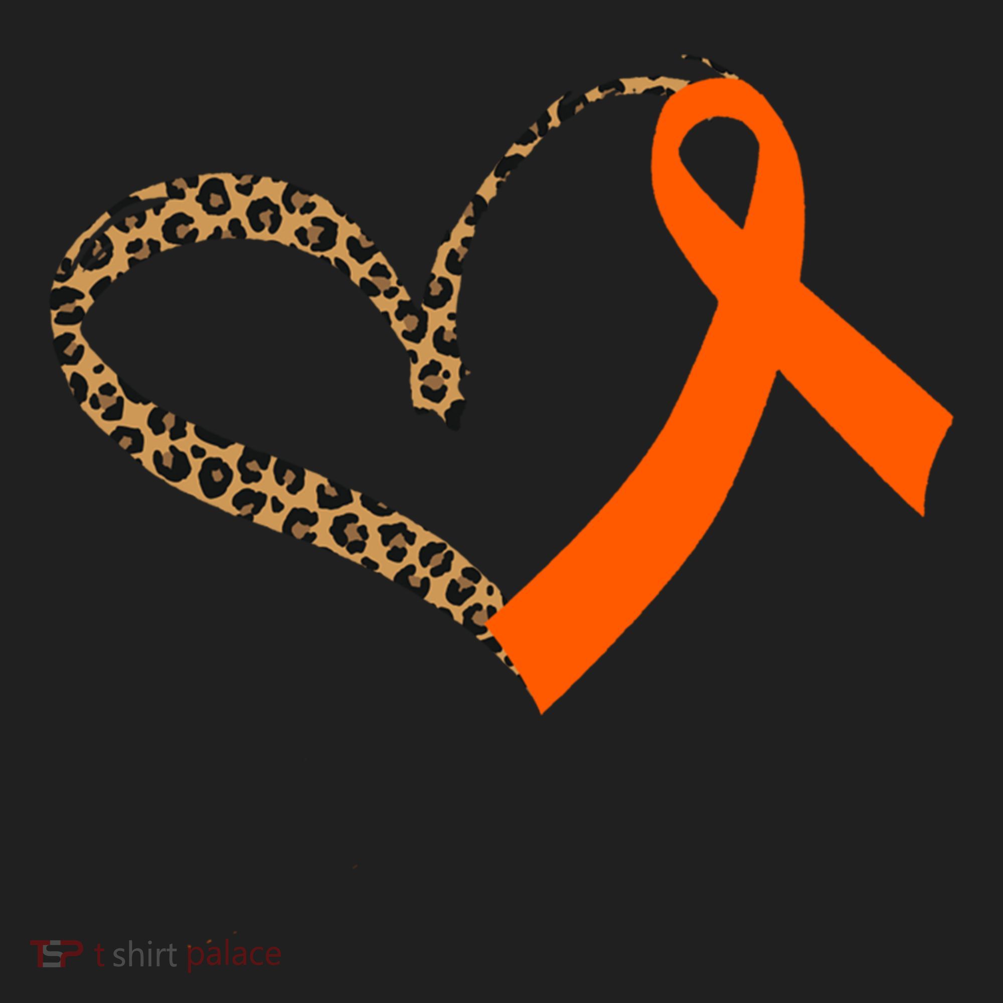 Leukemia Awareness Cancer Leopard Print Heart Orange Ribbon Meaningful Gift Women's Sweatshirt