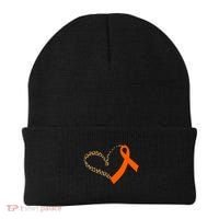 Leukemia Awareness Cancer Leopard Print Heart Orange Ribbon Meaningful Gift Beanie thumb 0