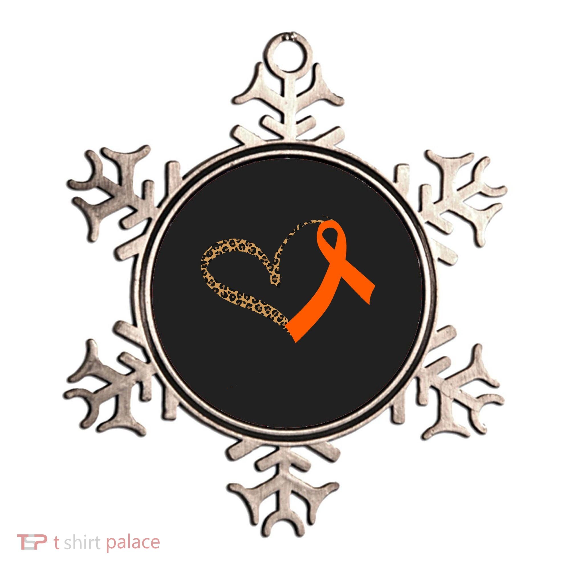 Leukemia Awareness Cancer Leopard Print Heart Orange Ribbon Meaningful Gift Ornament