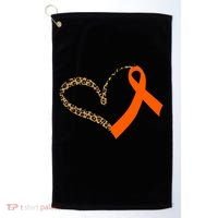 Leukemia Awareness Cancer Leopard Print Heart Orange Ribbon Meaningful Gift Golf Towel thumb 0