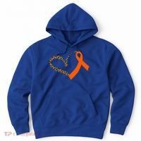 Leukemia Awareness Cancer Leopard Print Heart Orange Ribbon Meaningful Gift Hoodie thumb 0