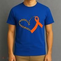 Leukemia Awareness Cancer Leopard Print Heart Orange Ribbon Meaningful Gift T-Shirt thumb 3