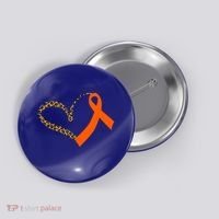 Leukemia Awareness Cancer Leopard Print Heart Orange Ribbon Meaningful Gift Button thumb 0