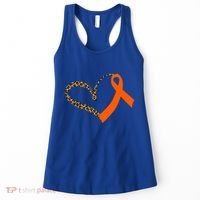 Leukemia Awareness Cancer Leopard Print Heart Orange Ribbon Meaningful Gift Women's Tank Top thumb 0