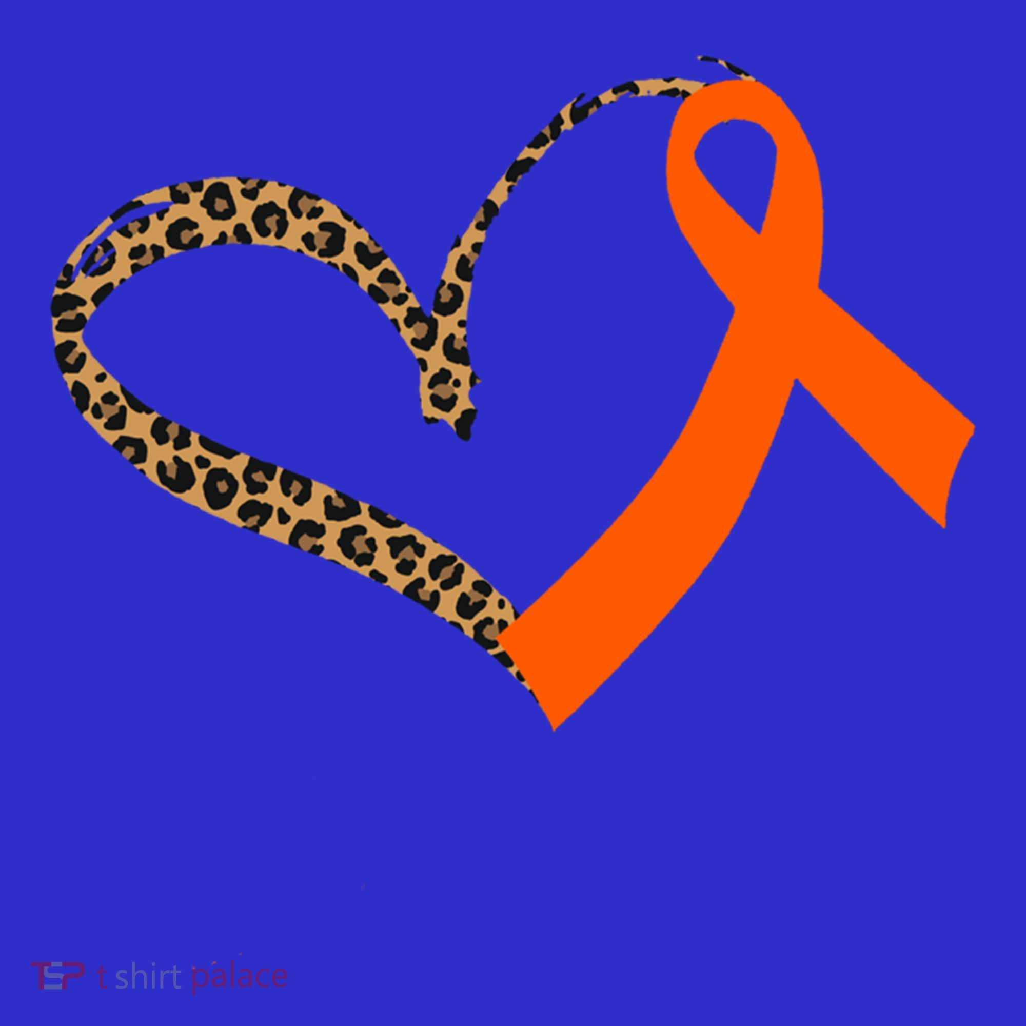Leukemia Awareness Cancer Leopard Print Heart Orange Ribbon Meaningful Gift Women's Tank Top