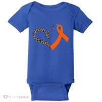 Leukemia Awareness Cancer Leopard Print Heart Orange Ribbon Meaningful Gift Baby Bodysuit thumb 0