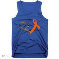 Leukemia Awareness Cancer Leopard Print Heart Orange Ribbon Meaningful Gift Tank Top thumb 0