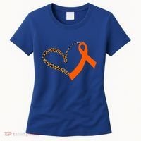 Leukemia Awareness Cancer Leopard Print Heart Orange Ribbon Meaningful Gift Women's T-Shirt thumb 0