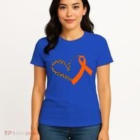 Leukemia Awareness Cancer Leopard Print Heart Orange Ribbon Meaningful Gift Women's T-Shirt thumb 4