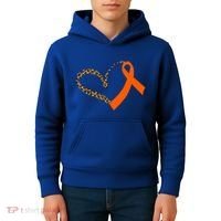 Leukemia Awareness Cancer Leopard Print Heart Orange Ribbon Meaningful Gift Kids Hoodie thumb 4