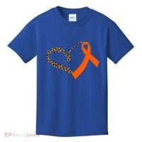 Leukemia Awareness Cancer Leopard Print Heart Orange Ribbon Meaningful Gift Kids T-Shirt thumb 0