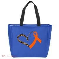 Leukemia Awareness Cancer Leopard Print Heart Orange Ribbon Meaningful Gift Tote Bag thumb 0