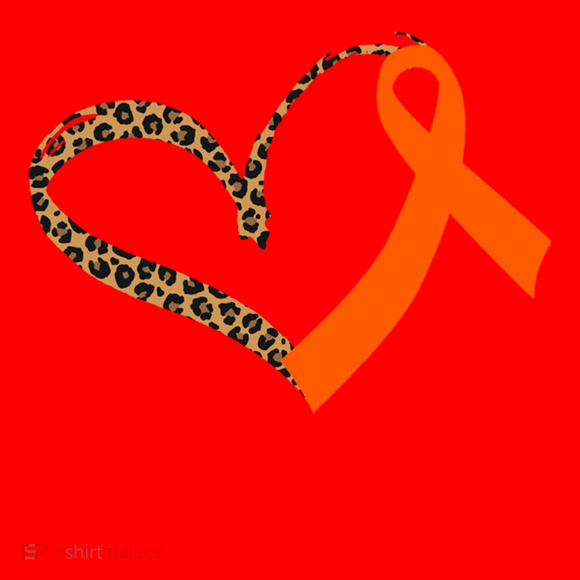 Leukemia Awareness Cancer Leopard Print Heart Orange Ribbon Meaningful Gift Santa Hat