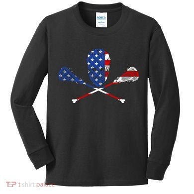 Lacrosse Flag Kids Long Sleeve Shirt