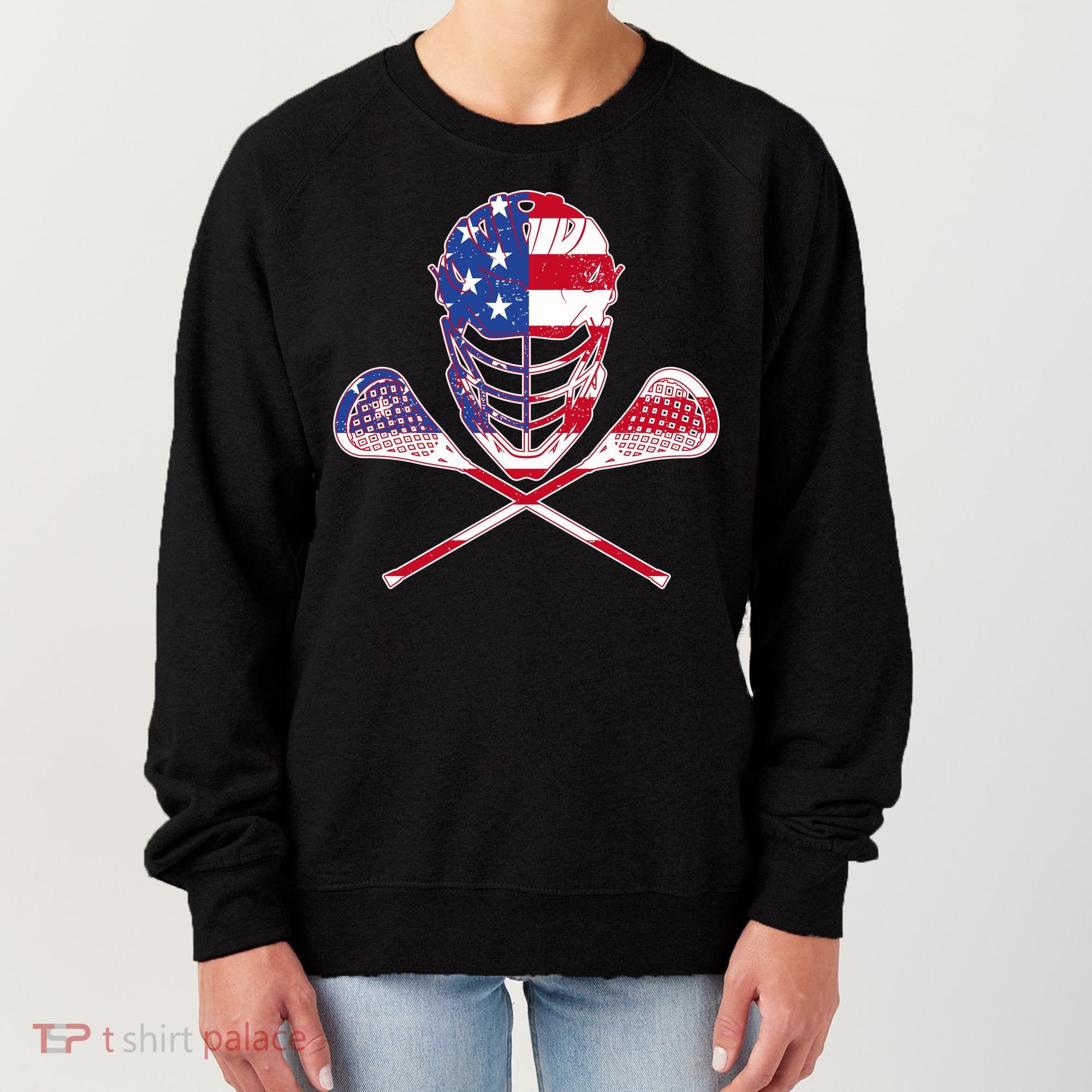 Lacrosse Sport Fan USA American Flag Women's Sweatshirt