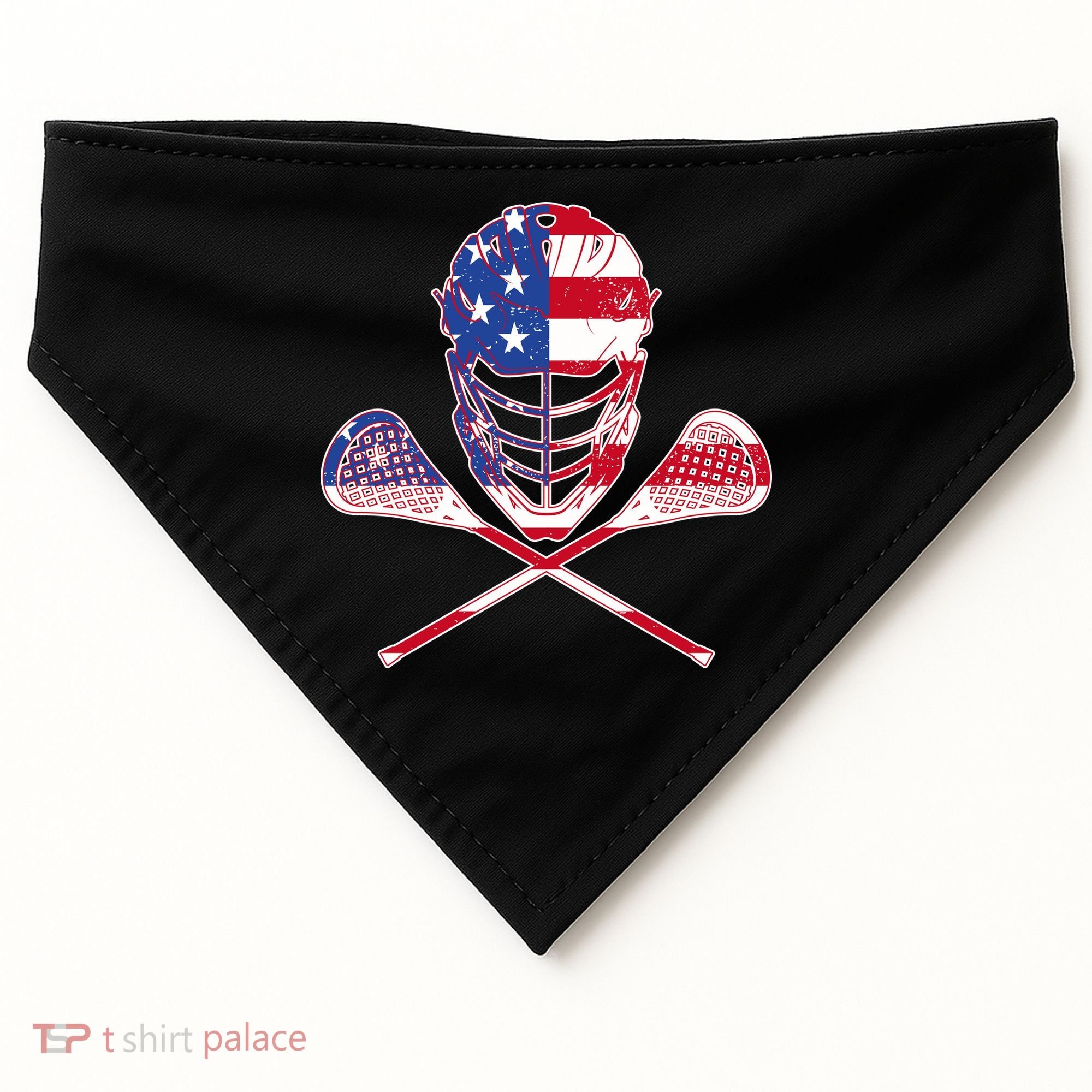 Lacrosse Sport Fan USA American Flag USA-Made Doggie Bandana