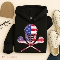 Lacrosse Sport Fan USA American Flag Hoodie thumb 4