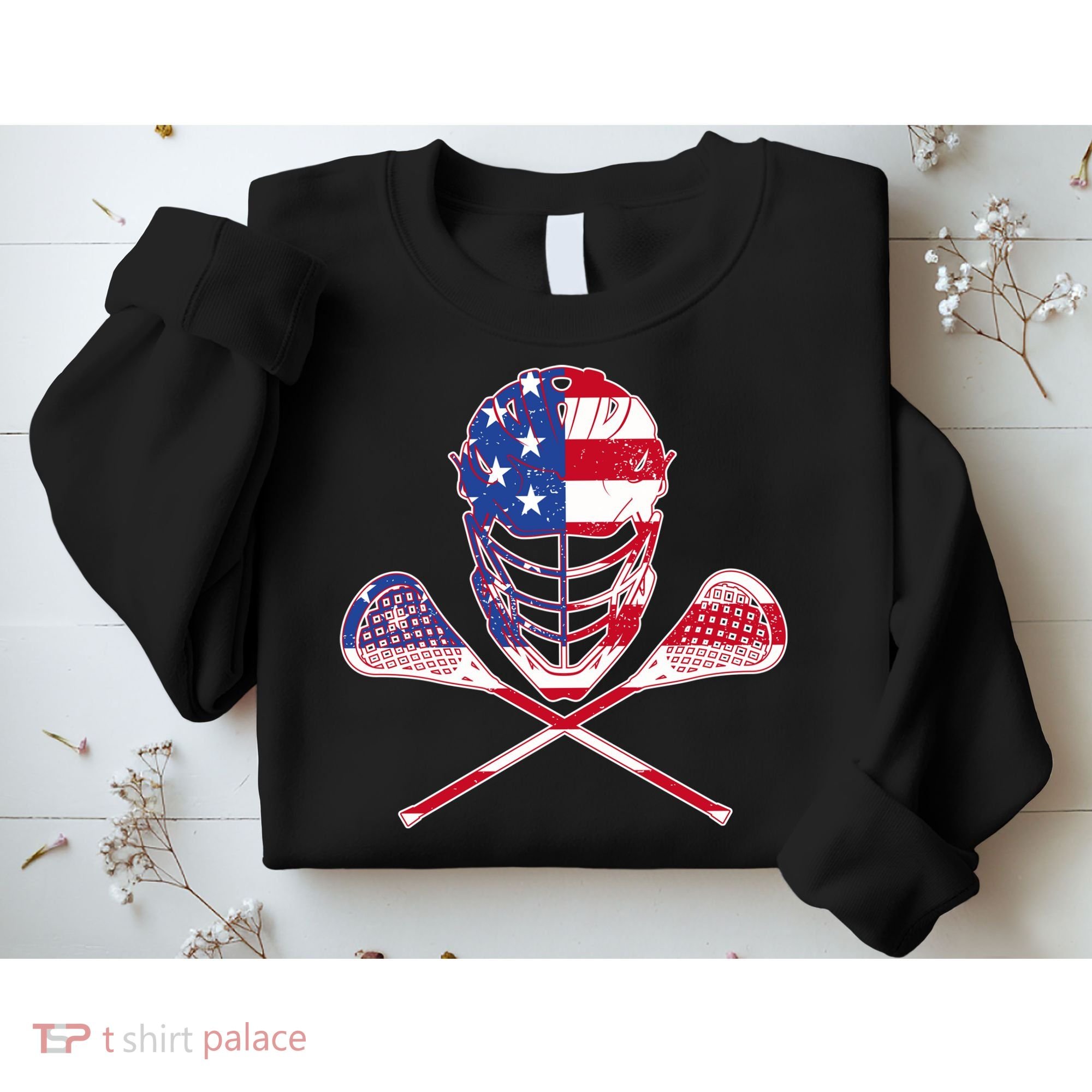 Lacrosse Sport Fan USA American Flag Sweatshirt
