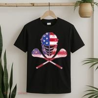 Lacrosse Sport Fan USA American Flag T-Shirt thumb 2