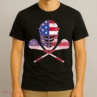 Lacrosse Sport Fan USA American Flag T-Shirt thumb 3
