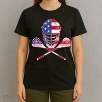Lacrosse Sport Fan USA American Flag T-Shirt thumb 4