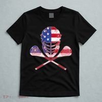 Lacrosse Sport Fan USA American Flag T-Shirt thumb 5