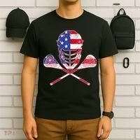 Lacrosse Sport Fan USA American Flag T-Shirt thumb 6