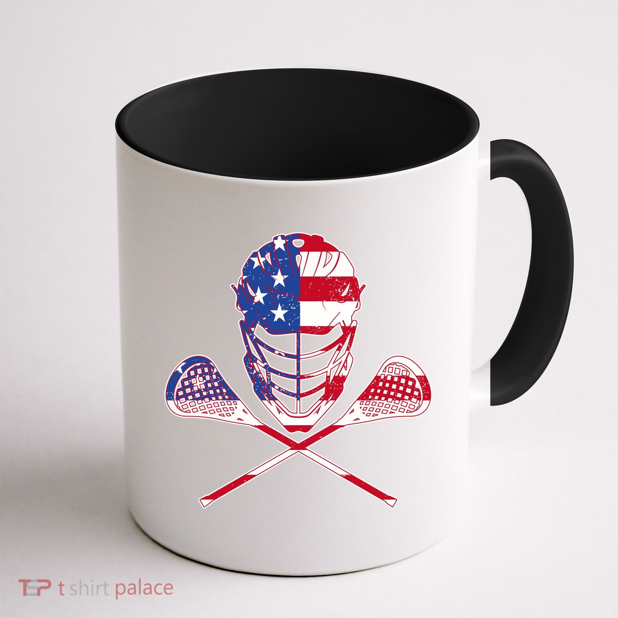 Lacrosse Sport Fan USA American Flag Coffee Mug