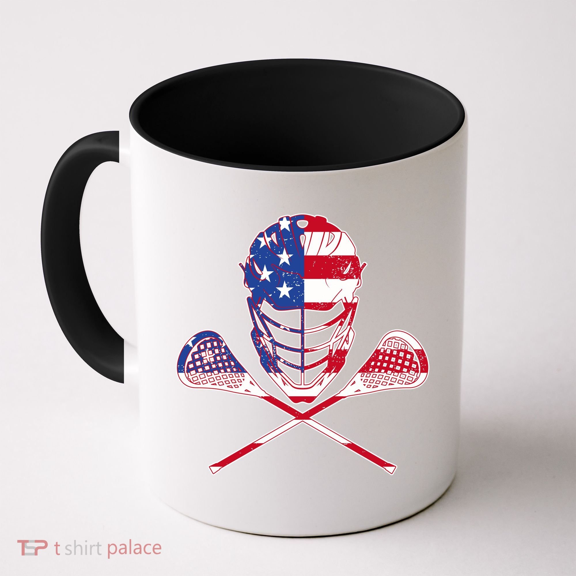 Lacrosse Sport Fan USA American Flag Coffee Mug