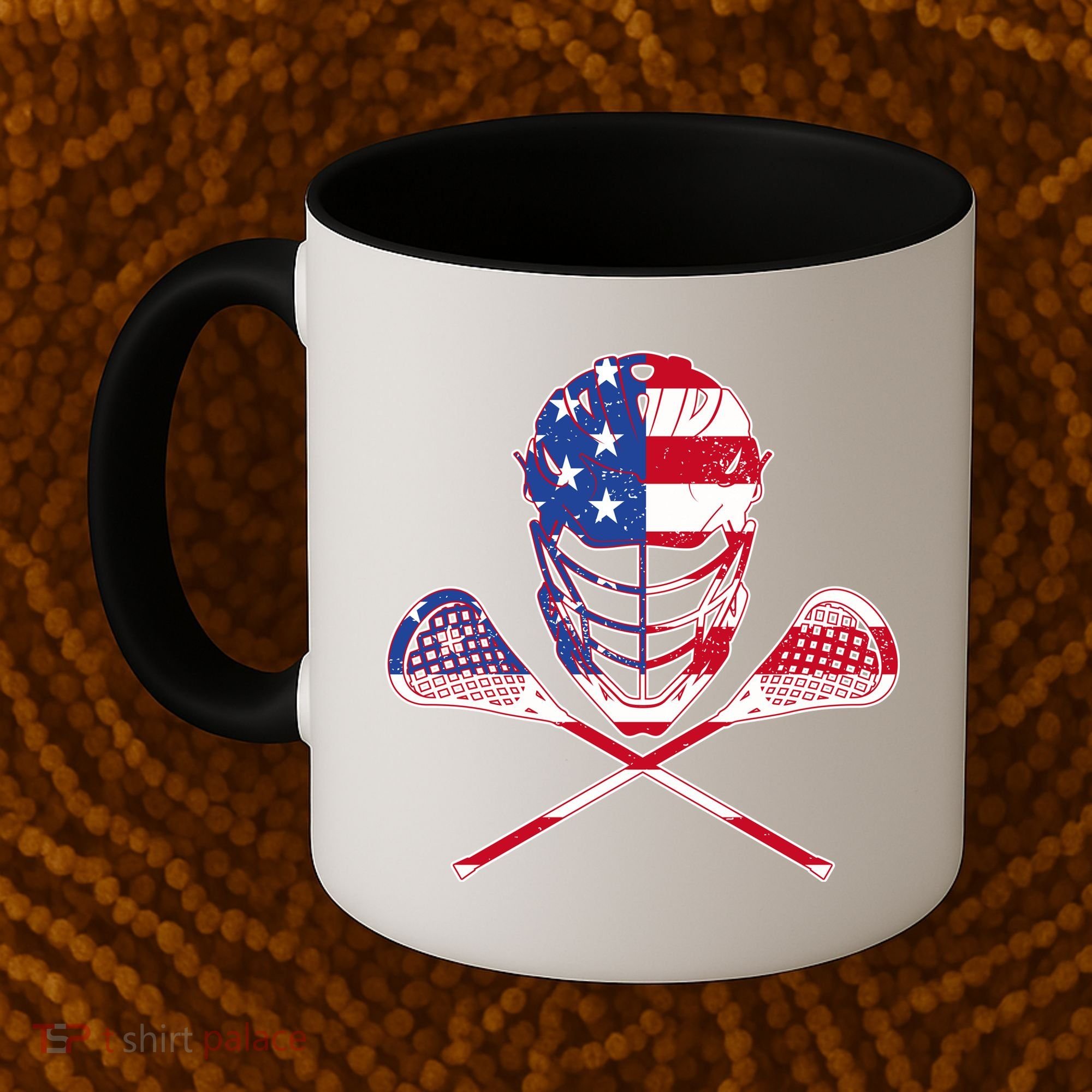 Lacrosse Sport Fan USA American Flag Coffee Mug