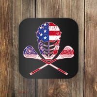 Lacrosse Sport Fan USA American Flag Coaster thumb 0