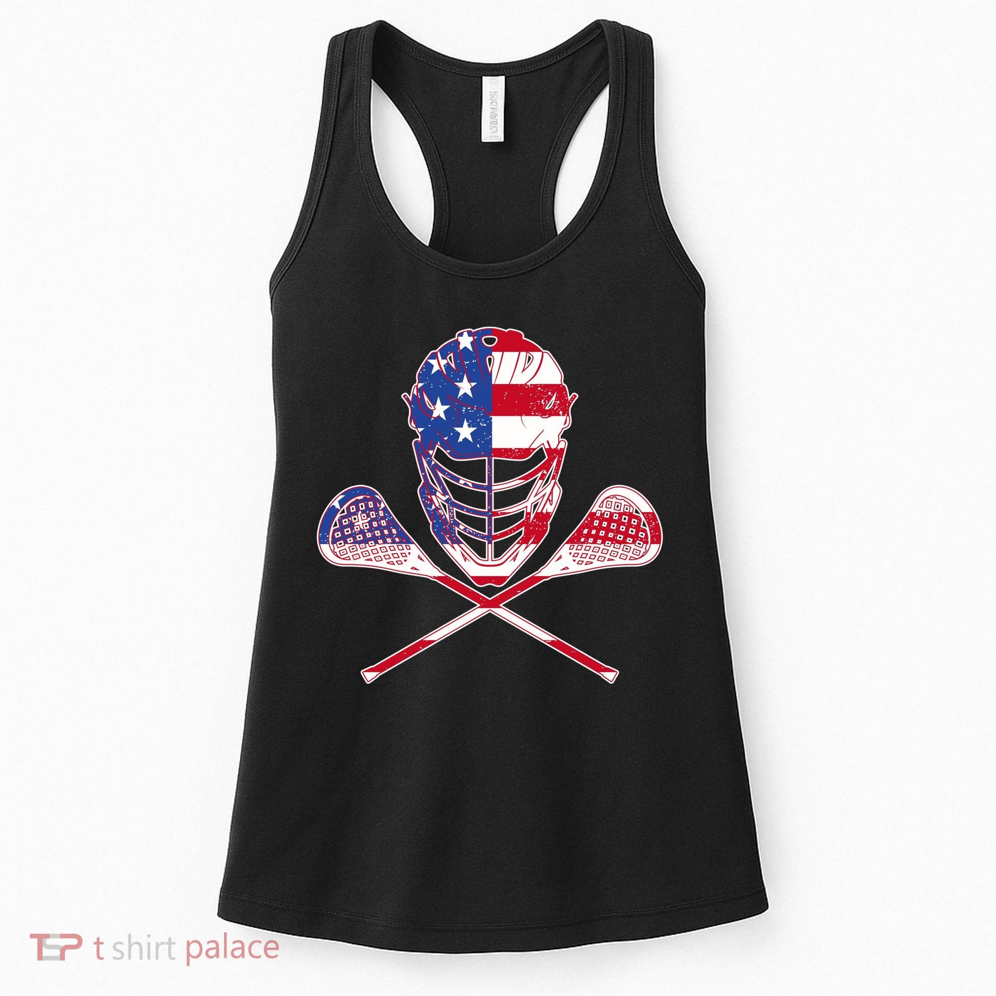 Lacrosse Sport Fan USA American Flag Women's Tank Top