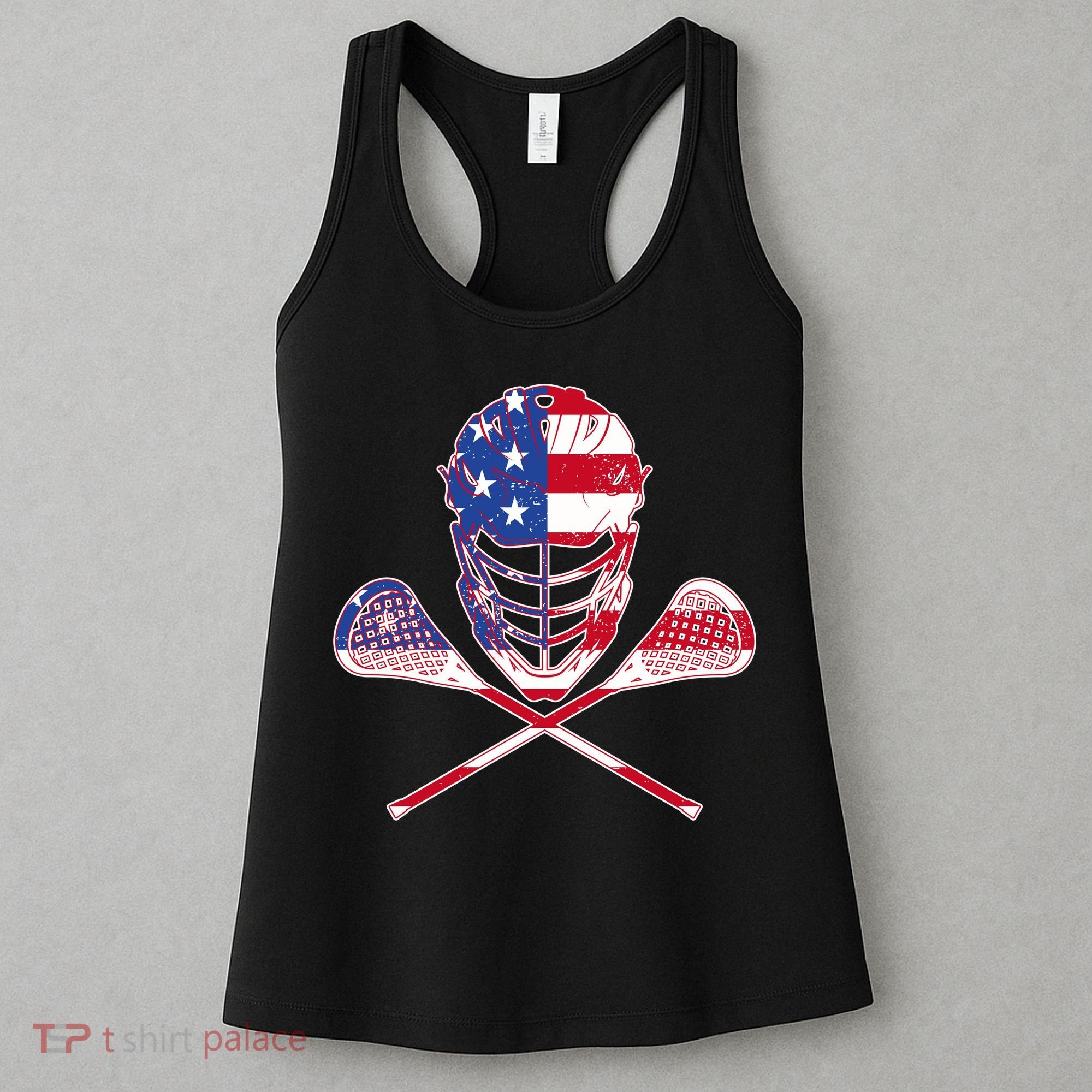 Lacrosse Sport Fan USA American Flag Women's Tank Top