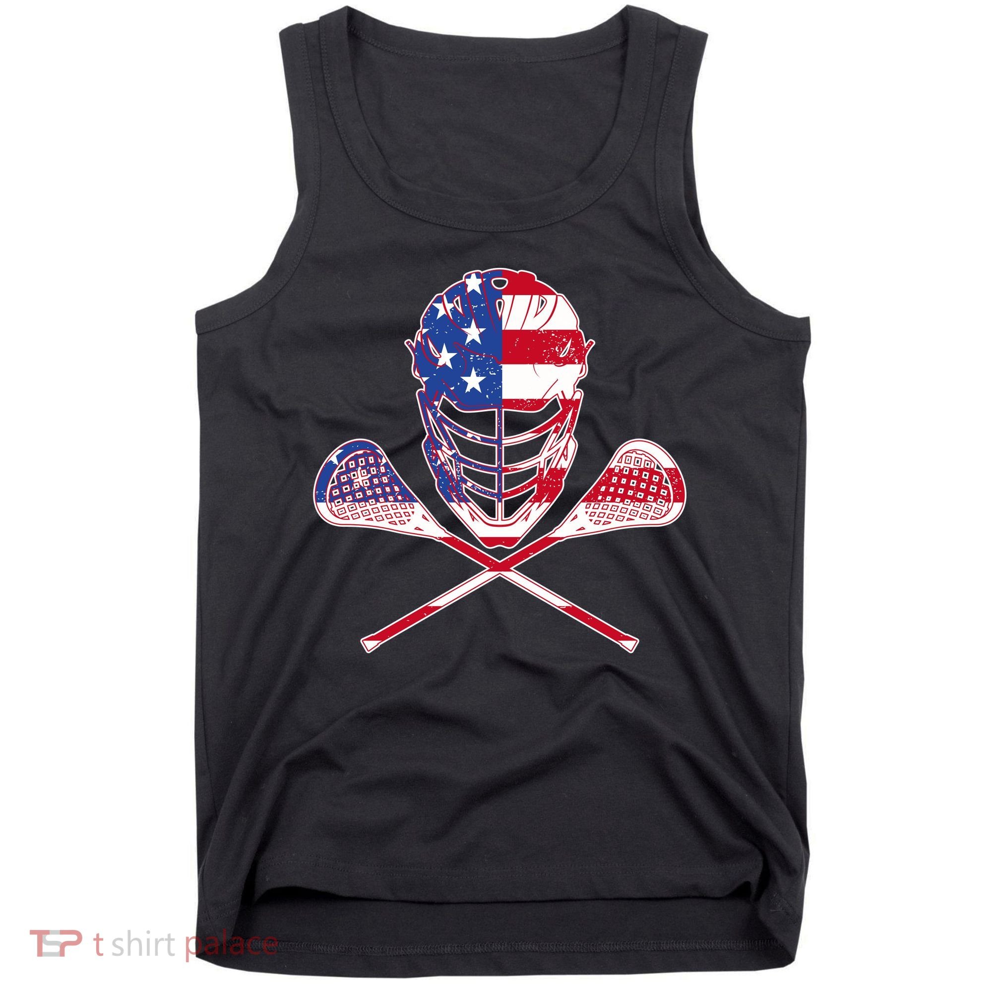Lacrosse Sport Fan USA American Flag Tank Top