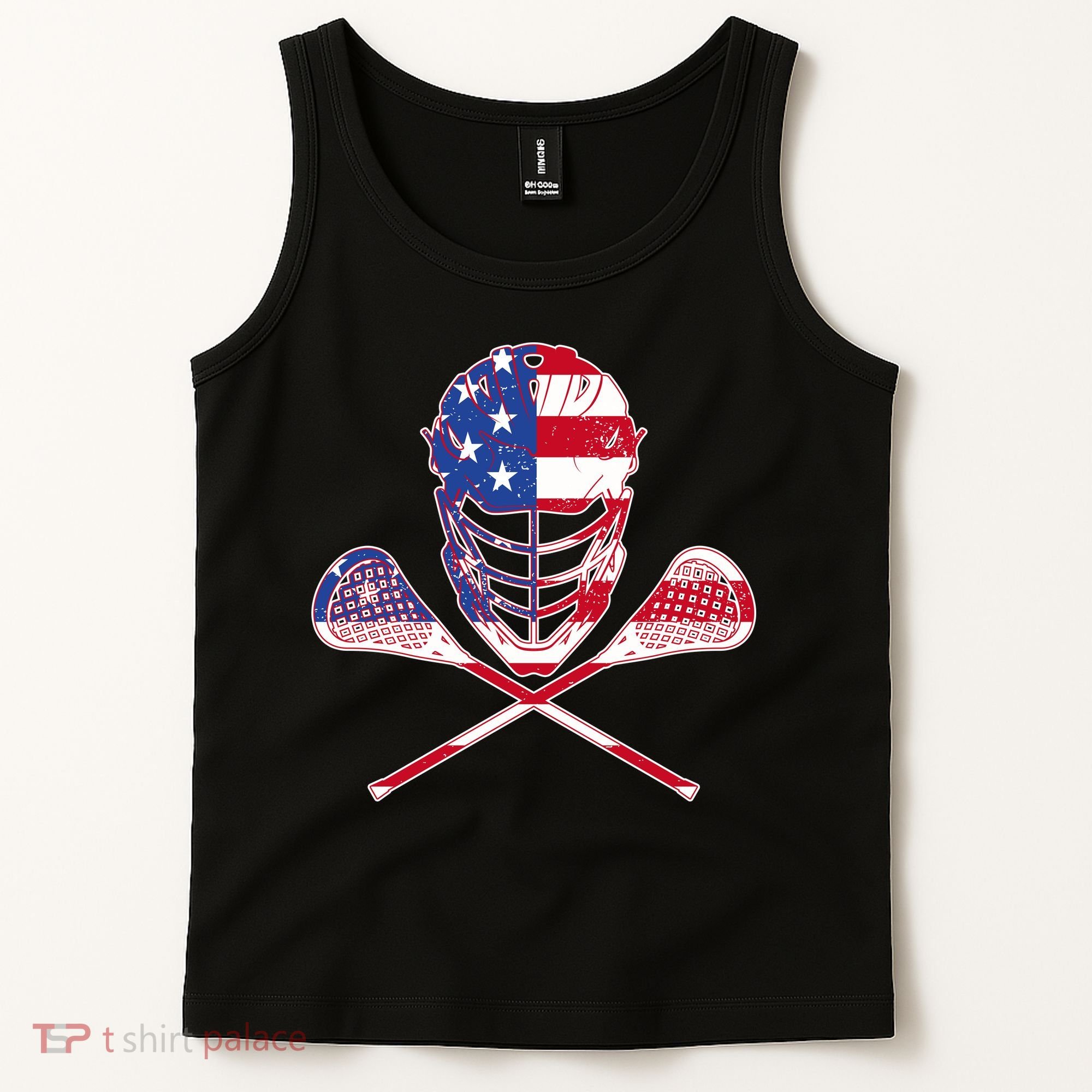 Lacrosse Sport Fan USA American Flag Tank Top