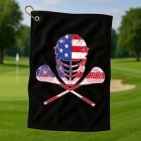 Lacrosse Sport Fan USA American Flag Golf Towel thumb 1