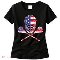 Lacrosse Sport Fan USA American Flag Women's T-Shirt thumb 0