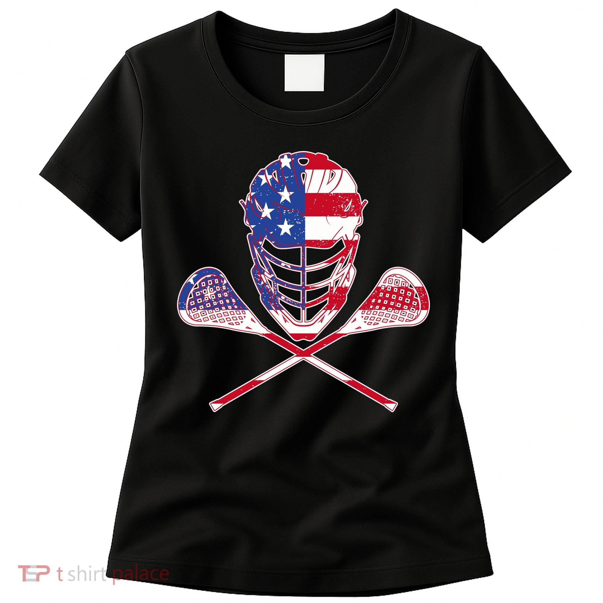 Lacrosse Sport Fan USA American Flag Women's T-Shirt