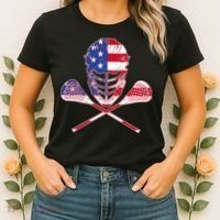 Lacrosse Sport Fan USA American Flag Women's T-Shirt thumb 2